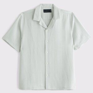 Abercrombie & Fitch Camp Collar Textured Button-Up Shirt medium $75